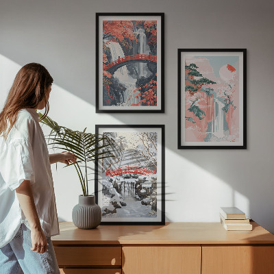 Tavelpaket med ramar Årstidernas vattenfall