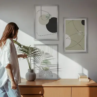 Abstrakta former och färger set om 3 tavlor
