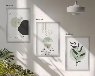 Abstrakta växtformer tavelset för vägg ovanför soffa