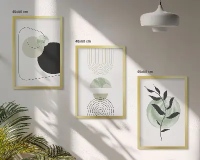 Abstrakta växtformer tavelset för vägg ovanför soffa