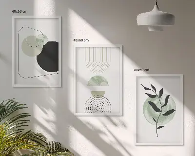 Abstrakta växtformer tavelset för vägg ovanför soffa