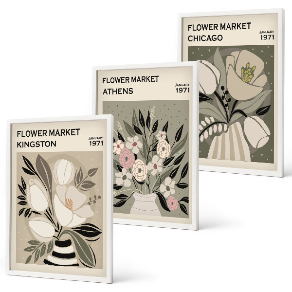 Tavelpaket med ramar Retro blomsterarrangemang