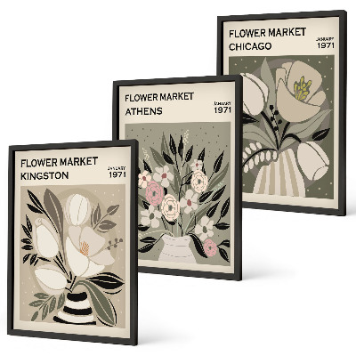 Tavelpaket med ramar Retro blomsterarrangemang