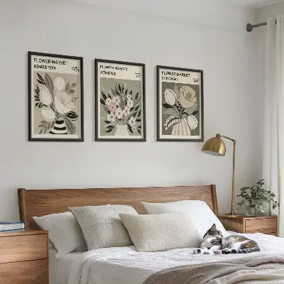 Retro blomsterarrangemang tavelvägg med ramar