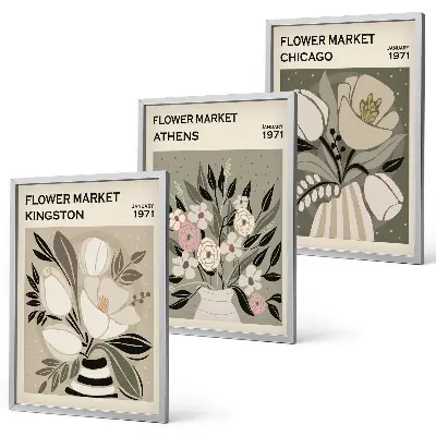 Retro blomsterarrangemang tavelvägg med ramar