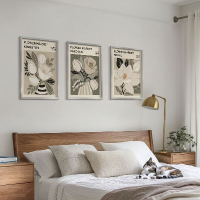 Tavelset ovanför soffa Blommor Kingston Seoul Chicago retro