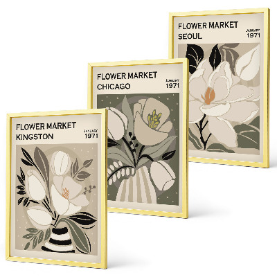 Tavelset ovanför soffa Blommor Kingston Seoul Chicago retro