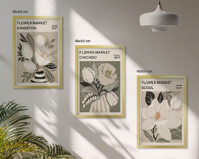 Tavelset ovanför soffa Blommor Kingston Seoul Chicago retro