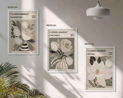 Tavelset ovanför soffa Blommor Kingston Seoul Chicago retro