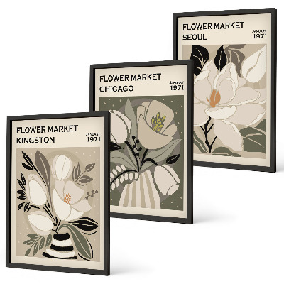 Tavelset ovanför soffa Blommor Kingston Seoul Chicago retro