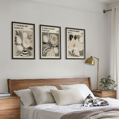 Tavelset ovanför soffa Blommor Kingston Seoul Chicago retro
