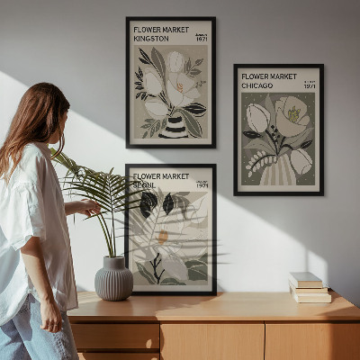 Tavelset ovanför soffa Blommor Kingston Seoul Chicago retro