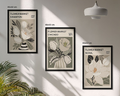 Tavelset ovanför soffa Blommor Kingston Seoul Chicago retro