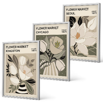 Tavelset ovanför soffa Blommor Kingston Seoul Chicago retro