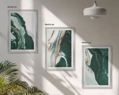 Abstrakta gröna färgmönster set om 3 tavlor