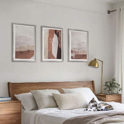 Tavelpaket med ramar Bruna beige abstrakta mönster