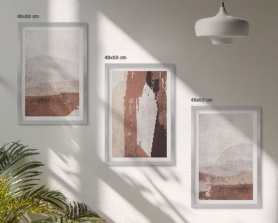 Tavelpaket med ramar Bruna beige abstrakta mönster