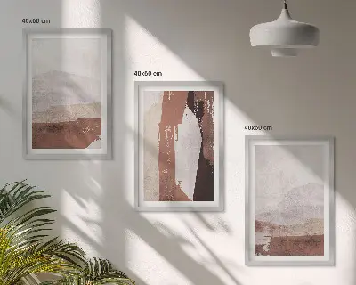 Tavelpaket med ramar med bruna och beige abstrakta mönster