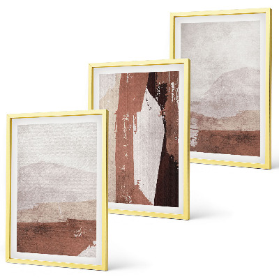 Tavelpaket med ramar Bruna beige abstrakta mönster