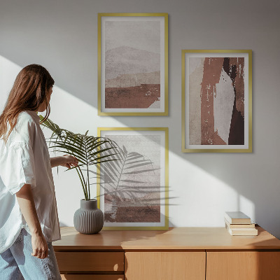 Tavelpaket med ramar Bruna beige abstrakta mönster