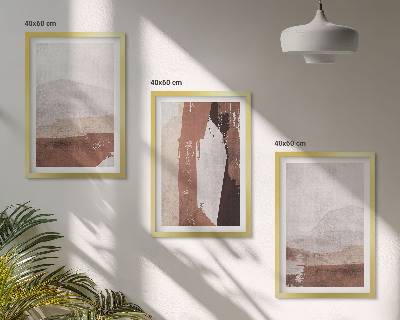 Tavelpaket med ramar Bruna beige abstrakta mönster