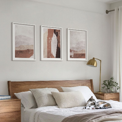 Tavelpaket med ramar Bruna beige abstrakta mönster