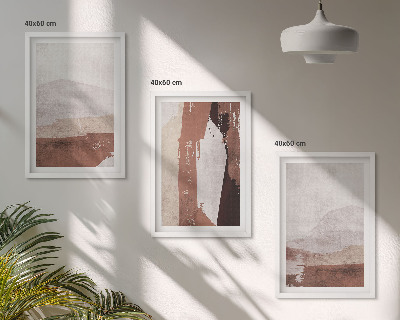 Tavelpaket med ramar Bruna beige abstrakta mönster