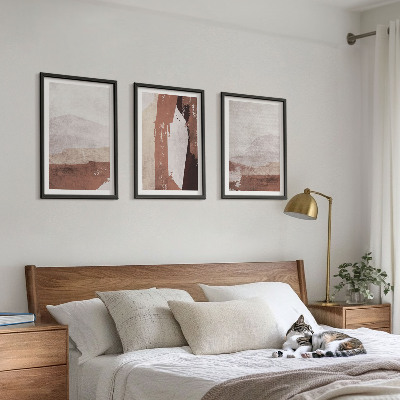 Tavelpaket med ramar Bruna beige abstrakta mönster
