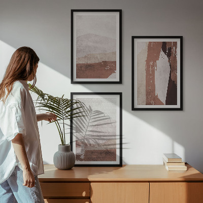 Tavelpaket med ramar Bruna beige abstrakta mönster