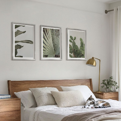 Tavelpaket med ramar Blad av tropiska växter i pastellfärger