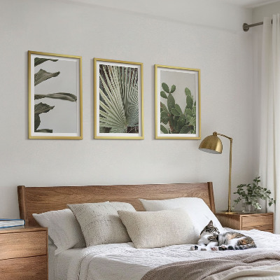 Tavelpaket med ramar Blad av tropiska växter i pastellfärger