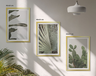 Tavelpaket med ramar Blad av tropiska växter i pastellfärger