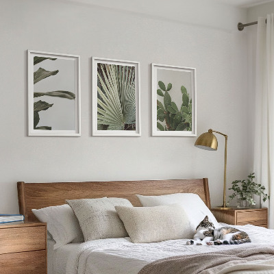 Tavelpaket med ramar Blad av tropiska växter i pastellfärger