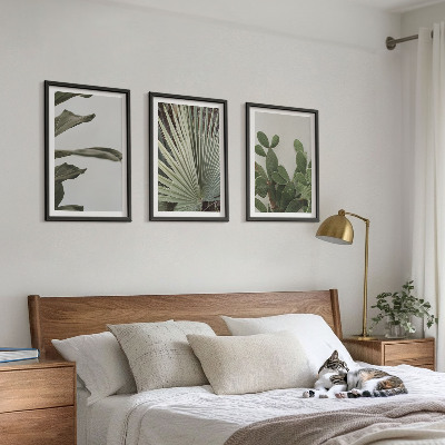 Tavelpaket med ramar Blad av tropiska växter i pastellfärger