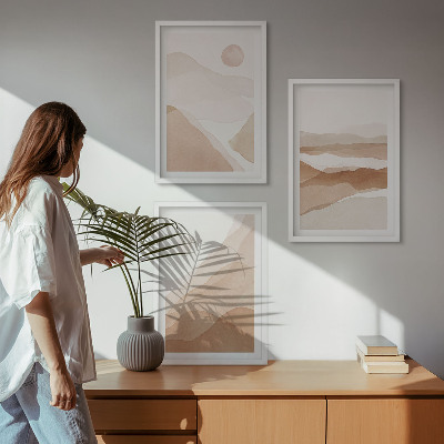 Tavelset ovanför soffa Abstrakta bruna landskap