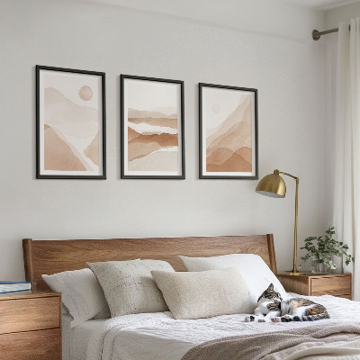 Tavelset ovanför soffa Abstrakta bruna landskap