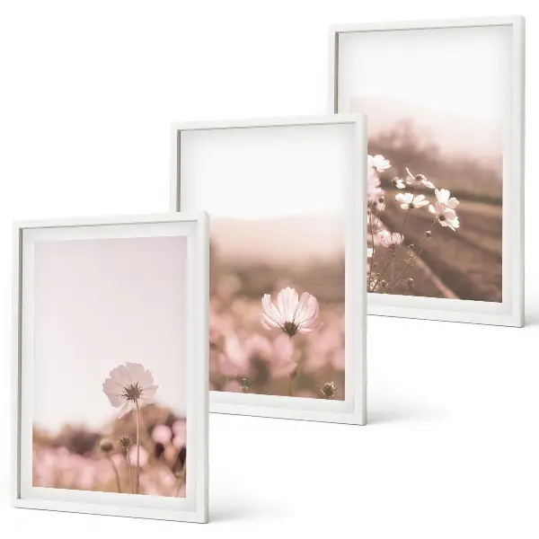 Sommarlandskap med ängsblommor tavelset med ramar
