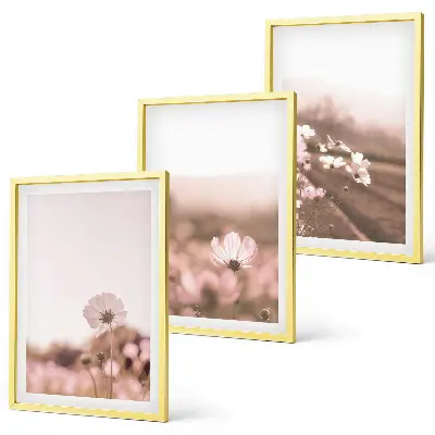 Sommarlandskap med ängsblommor tavelset med ramar
