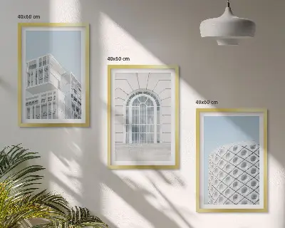 Modern arkitekturgeometri tavelset för vägg ovanför soffa