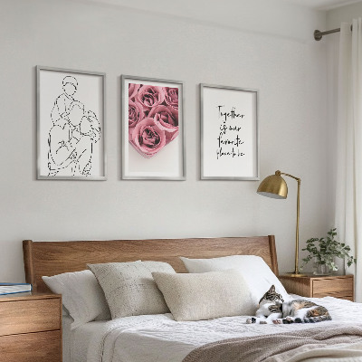 Tavelpaket med ramar Familjens linjekonstrosbuketter