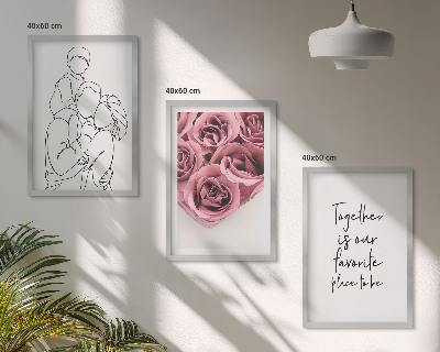 Tavelpaket med ramar Familjens linjekonstrosbuketter