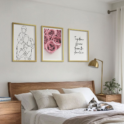 Tavelpaket med ramar Familjens linjekonstrosbuketter