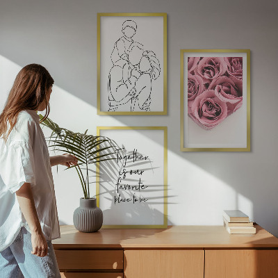 Tavelpaket med ramar Familjens linjekonstrosbuketter