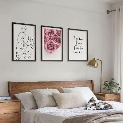 Tavelpaket med ramar Familjens linjekonstrosbuketter
