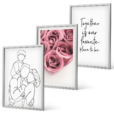 Tavelpaket med ramar Familjens linjekonstrosbuketter