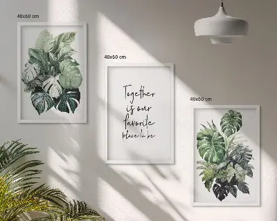 Tavelset med motiv av tropiska blad tavelset för vägg ovanför soffa