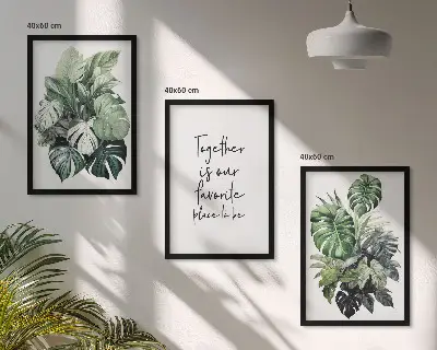 Tavelset med motiv av tropiska blad tavelset för vägg ovanför soffa