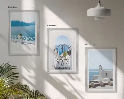 Vita havets byggnader Grekland tavlor i set om 3