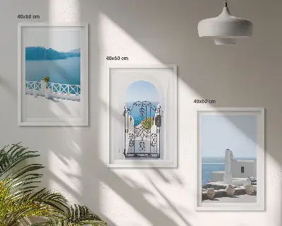 Vita havets byggnader Grekland tavlor i set om 3