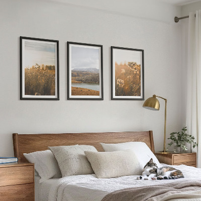 Tavelpaket med ramar Landskap ängar berg sjö